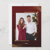 Elegante gouden kerstboom met sprankelend licht feestdagenkaart (Achterkant)