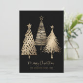 Elegante gouden kerstboom niet foto feestdagenkaart (Staand voorkant)