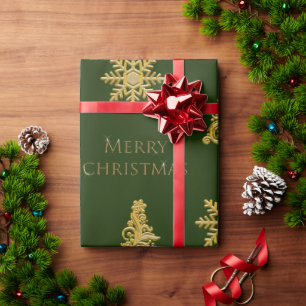 Elegante gouden kerstboom op donkergroen cadeaupapier
