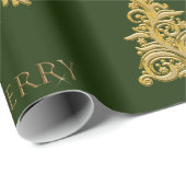 Elegante gouden kerstboom op donkergroen cadeaupapier (Rol Hoek)