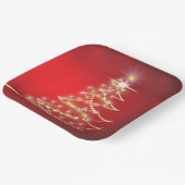 Elegante gouden kerstboom op rood papieren bordje (Gebogen)