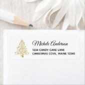 Elegante gouden kerstboom retouradres etiket (Insitu)