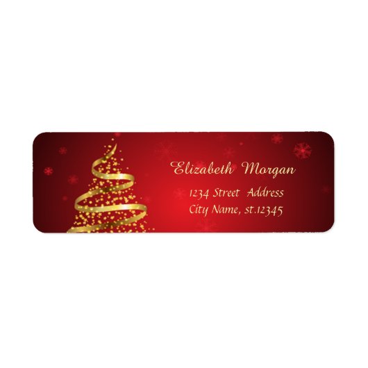 Elegante gouden kerstboom, rood etiket (Voorkant)