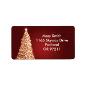 Elegante gouden kerstboom rood etiket (Voorkant)