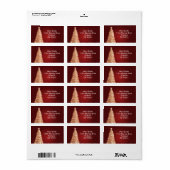 Elegante gouden kerstboom rood etiket (Full Sheet)