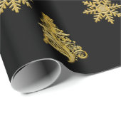 Elegante gouden kerstboom sneeuwvlok cadeaupapier (Rol Hoek)
