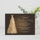 Elegante gouden kerstboom Sparkle Holiday Party Kaart (Staand voorkant)