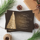 Elegante gouden kerstboom Sparkle Holiday Party Kaart