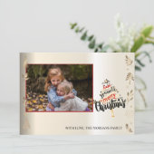 Elegante gouden kerstboom, takken, uw foto (Staand voorkant)