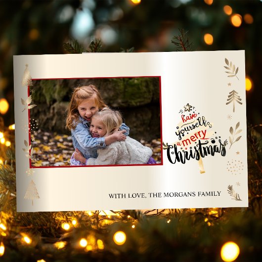 Elegante gouden kerstboom, takken, uw foto