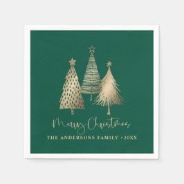 Elegante gouden kerstboom Vrolijk kerstfeest Servet