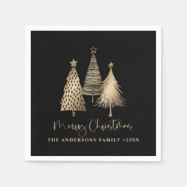 Elegante gouden kerstboom Vrolijk kerstfeest Servet