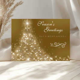 Elegante Gouden Kerstboom Zakelijk Bedrijfs- Feestdagen Kaart