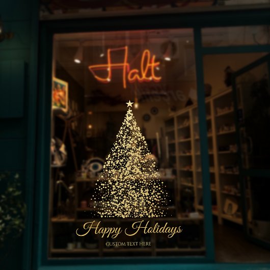Elegante gouden kerstboom zakelijke vakantie raamsticker