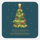 Elegante gouden kerstboom zakelijke vakantie vierkante sticker (Voorkant)