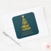 Elegante gouden kerstboom zakelijke vakantie vierkante sticker (Envelop)