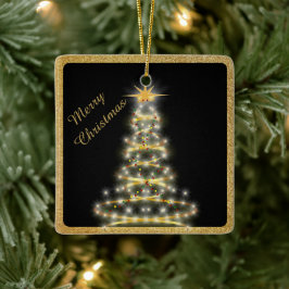 Elegante gouden kerstboom zwart keramisch ornament