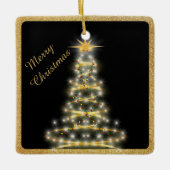 Elegante gouden kerstboom zwart keramisch ornament (Voorkant)