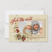 Elegante gouden kerstfoto Bewaar de datum Save The Date (Voorkant)