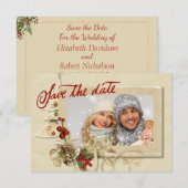 Elegante gouden kerstfoto Bewaar de datum Save The Date (Voorkant / Achterkant)