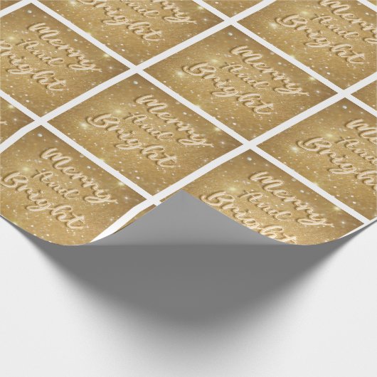 Elegante gouden kerstglitter cadeaupapier (Hoek)
