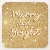 Elegante gouden kerstglitter kartonnen onderzetters (Voorkant)