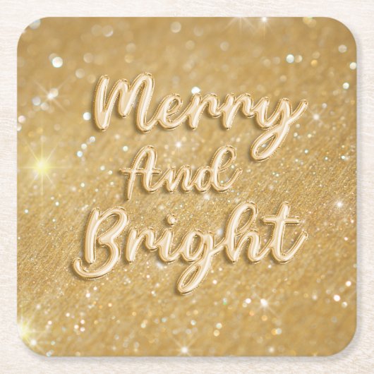 Elegante gouden kerstglitter kartonnen onderzetters (Voorkant)