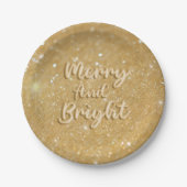 Elegante gouden kerstglitter papieren bordje (Voorkant)