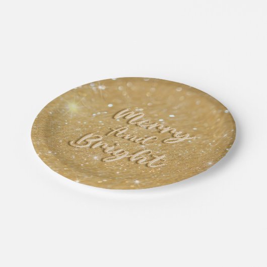 Elegante gouden kerstglitter papieren bordje (Gekanteld)