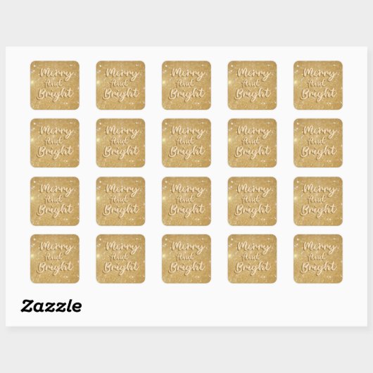 Elegante gouden kerstglitter vierkante sticker (Vel)