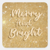 Elegante gouden kerstglitter vierkante sticker (Voorkant)