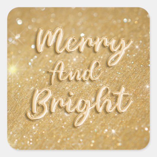 Elegante gouden kerstglitter vierkante sticker (Voorkant)