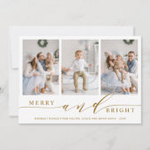 Elegante gouden Kerstkaart met 3 foto's (Voorkant)