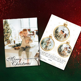 Elegante gouden kerstkaart met 4 foto's