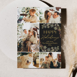 Elegante gouden kerstkaart met foto