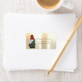 Elegante Gouden Kerstman Dennnenboom Etiket (Insitu)