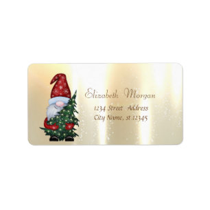 Elegante Gouden Kerstman Dennnenboom Etiket