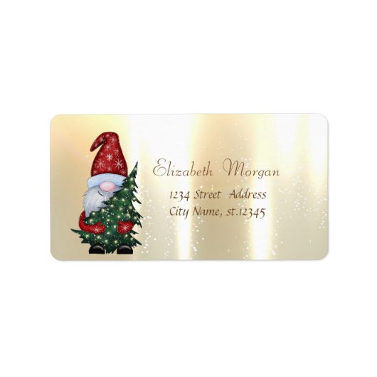 Elegante Gouden Kerstman Dennnenboom Etiket (Voorkant)