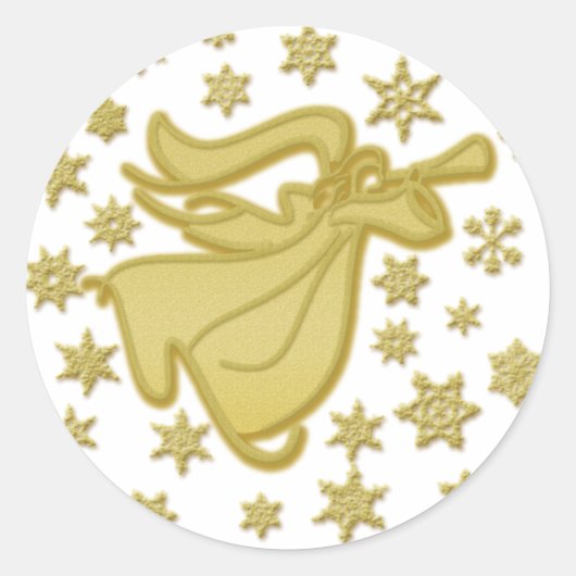 Elegante gouden Kerstmis engel groeten wensen Ronde Sticker (Voorkant)