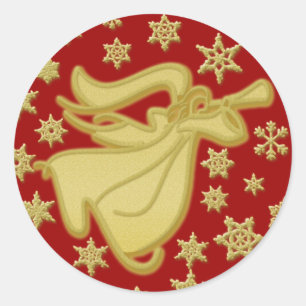Elegante gouden Kerstmis engel groeten wensen Ronde Sticker