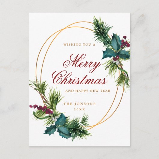 Elegante gouden Kerstmis Pine Cone Vakantie Groet Briefkaart (Voorkant)