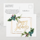 Elegante gouden Kerstmis Pine Cone Vakantie Groet Briefkaart (Voorkant / Achterkant)