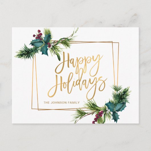 Elegante gouden Kerstmis Pine Cone Vakantie Groet Briefkaart (Voorkant)