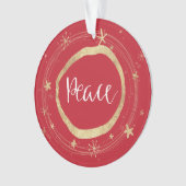 Elegante Gouden Kerstmis Rode Vrede Ornament (voorkant)