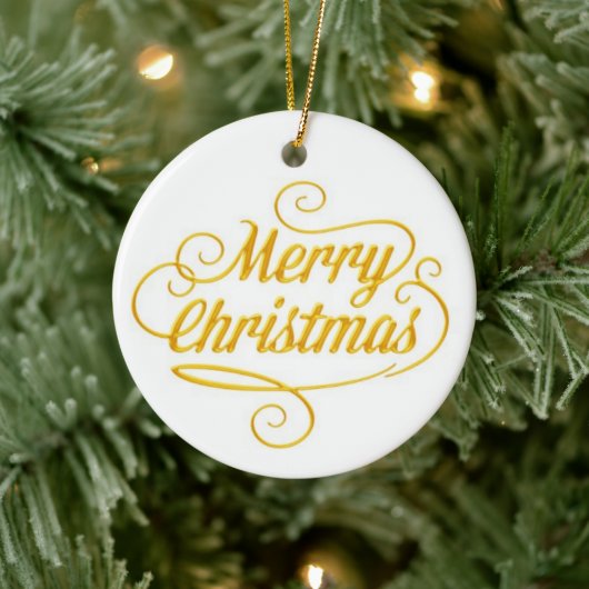 Elegante Gouden Kerstmis Tekst Ornament (Boom)