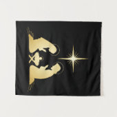 Elegante gouden kerststal | Modern Christelijk Wandkleed (Voorkant (horizontaal))