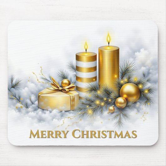 Elegante Gouden Kerstversiering Muismat (Voorkant)