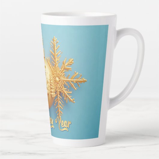 Elegante gouden kerstversieringen met sneeuwvlokke latte mok (Rechts)