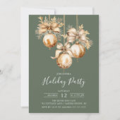 Elegante Gouden Kerstversieringen Vakantie Party Kaart (Voorkant)