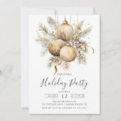 Elegante Gouden Kerstversieringen Vakantie Party Kaart (Voorkant)
